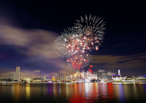 Download Night Colorful Singapore City Photography Fireworks 4k Ultra