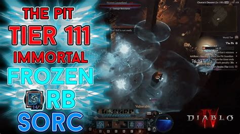 Diablo 4 The Pit Tier 111 Immortal Frozen Orb Sorcerer Clear Season