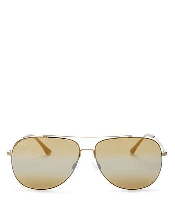 Maui Jim Unisex Cinder Cone Polarized Brow Bar Aviator Sunglasses, 58mm | Bloomingdale's