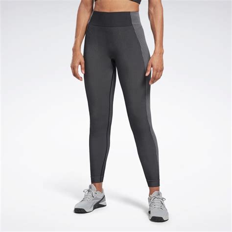 Reebok Apparel Women Yoga High Waisted Seamless Leggings Black Reebok Canada