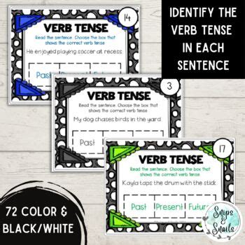 Verb Tense Task Cards Past Present And Future Printable Digital