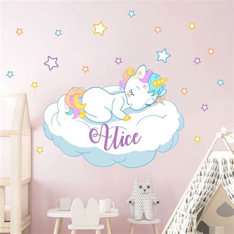 Sticker prénom personnalisé licorne sur le nuage Stickers STICKERS