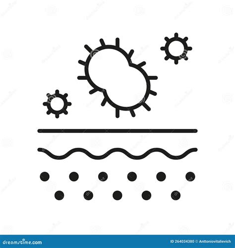 Bacteria On Skin Line And Silhouette Black Icon Set. Microorganisms On