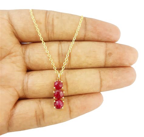 Ruby Necklace July Birthstone Necklace Ruby Prong Set Etsy Gemstone