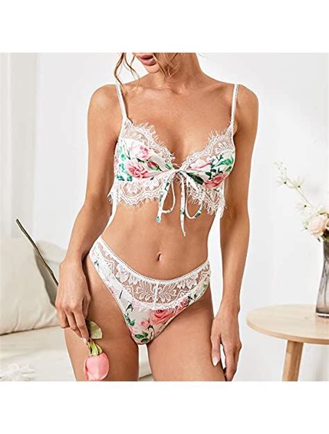 Buy Sweatyrocks Women S Sheer Lace Floral Print Bra And Panty Piece