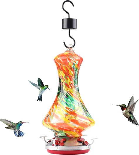 Hw Hugeway Intl Glass Hummingbird Feeders For Outdoors Hanging Unique Hand Blown