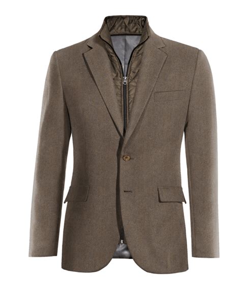 Brown Herringbone Tweed Jacket With Padded Waistcoat Piece