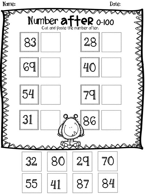 Math Before And After Numbers Worksheet