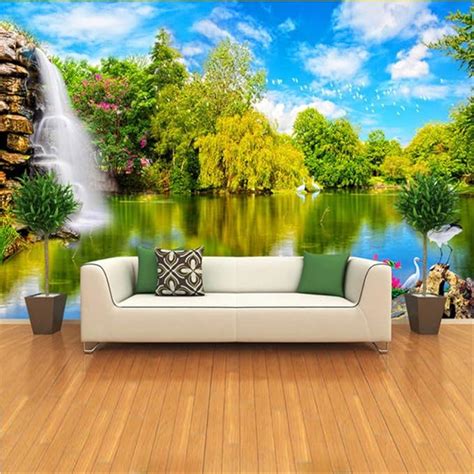 Wuyyii 3d Wall Mural Wallpaper Para Las Paredes Paisaje Chino Paisaje Natural Falls