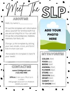 Meet The Slp Editable Template By Thrifty Slp Teachers Pay Teachers