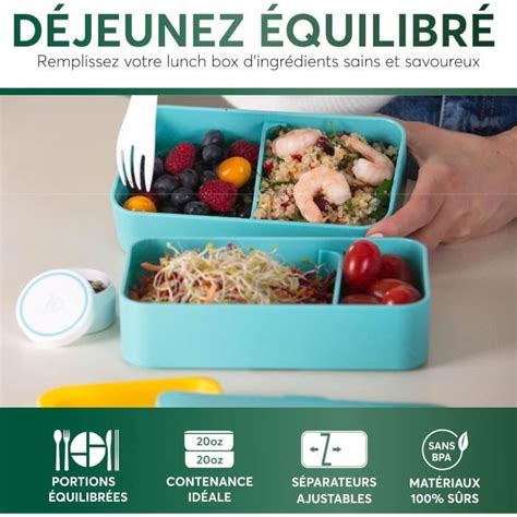 Bento Lunch Box Pots Sauce Couverts En Bois Inclus Lunchbox