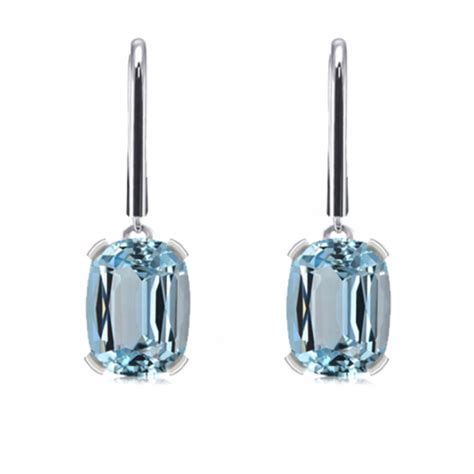 Cushion Cut Aquamarine Halo Earrings Waldemar Jewellers