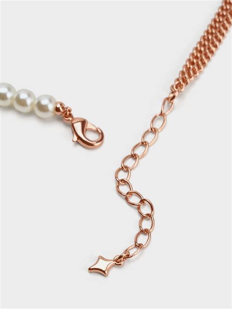 Rose Gold Estelle Star And Pearl Choker Necklace Charles And Keith