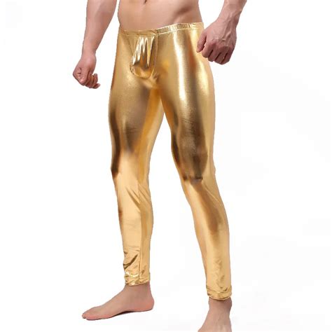 Four Colors Novelty Low Waist Tight Faux Pu Leather Pants Men Solid