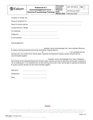 Fillable Online Acknowledgement Form Effective Fax Email Print Pdffiller