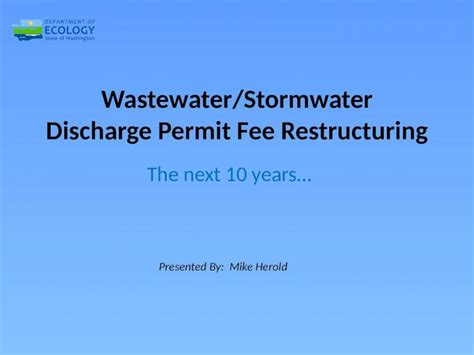 Pptx Wastewaterstormwater Discharge Permit Fee Restructuring The