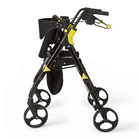 Medline Premium Empower Rollator Walker With Seat Folding Rolling Walker With 8 Inch Wheels Black