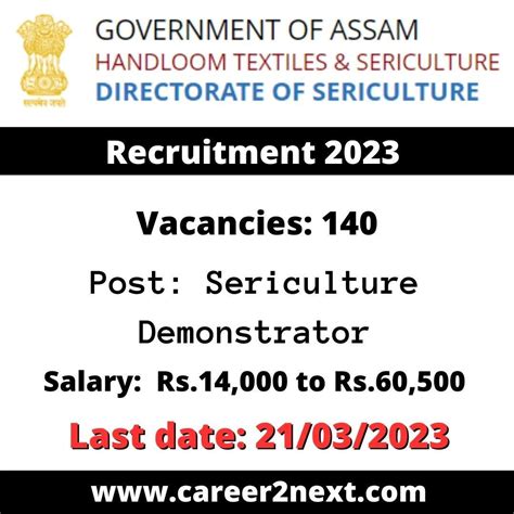 Sericulture Recruitment Sericulture Demonstrator Posts