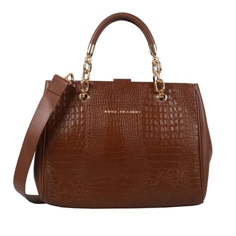 Bolsa Estruturada Couro Croco Conhaque Jorge Bischoff Sapatos Bolsas