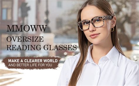 Mmoww 3 Pack Reading Glasses Large Square Frame For Women Men Computer Readers 2 0