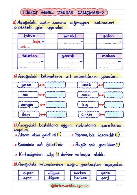 S N F Sene Ba Genel Tekrar Etkinlikleri Etkinlikleri S N F