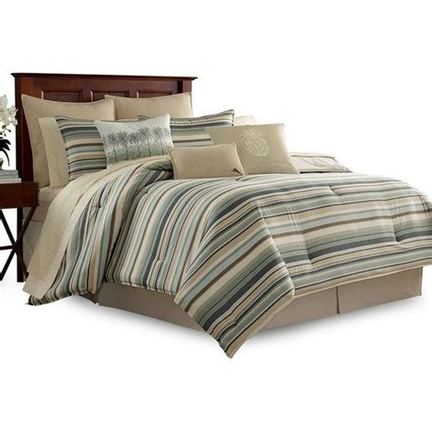 Tommy Bahama Canvas Stripe Bedding Comforter And Sham Set 340 Liked On Polyvore Featuring