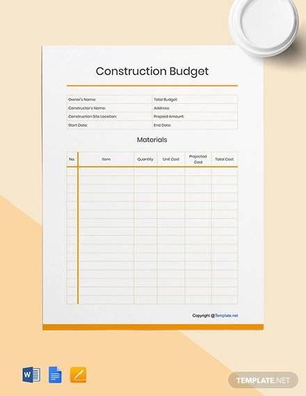 FREE 16+ Construction Budget Samples in Google Docs | Google Sheets | Excel | MS Word | Numbers ...