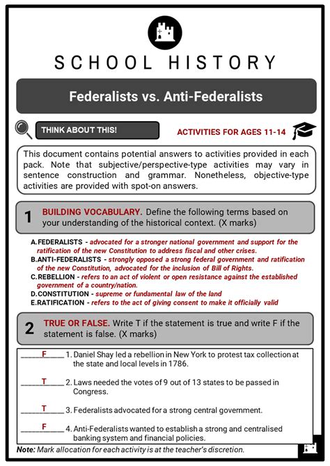 Federalist And Anti Federalist Worksheet Answers Printable Word Searches