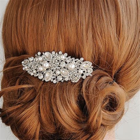 Swarovski Pearl Bridal Hair Comb Crystal Wedding Hair Comb Etsy