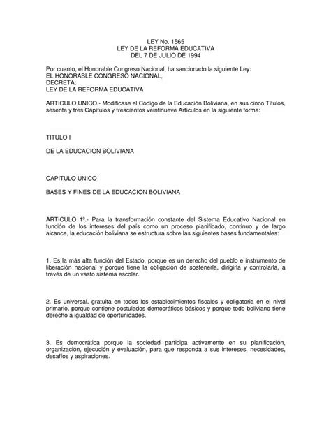 PDF LEY DE LA REFORMA EDUCATIVA DEL 7 DE JULIO DE BASES Y FINES