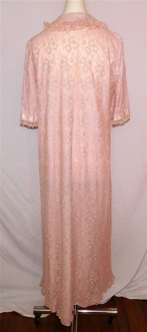 Vtg Barney Linens Lingerie Nightgown Nightie Robe She Gem