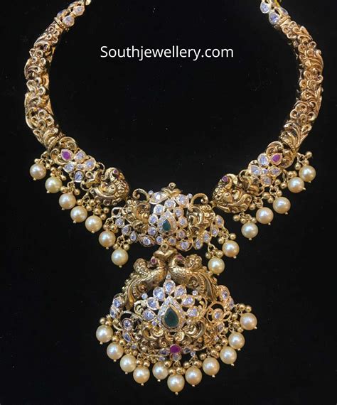 Antique Nakshi Peacock Pachi Necklace Indian Jewellery Designs