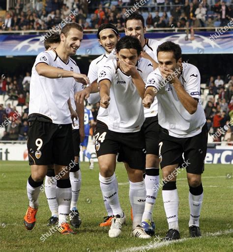 Valencias Players Celebrate After Scoring Opening Editorial Stock Photo ...