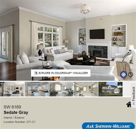 Sedate Grey 6169 SW Sherwin Williams Paint Colors Gray Interior