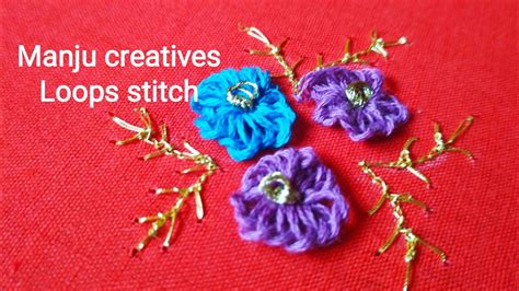 Fusion Stitch Stitches With Normal And Aari Needle Loops Flower