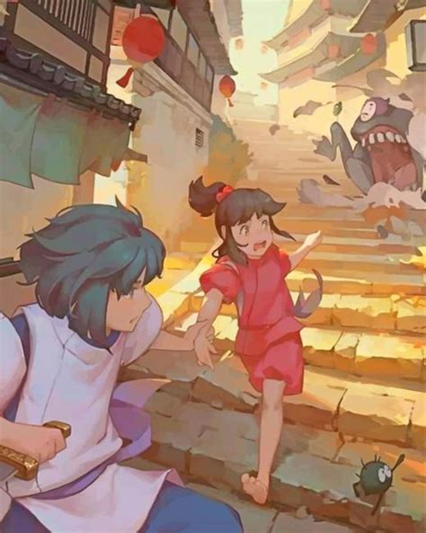 Haku And Chihiro Running Animations Paint By Numbers Paint By