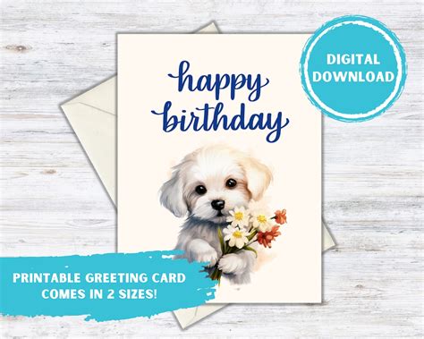 Maltipoo Digital Birthday Greeting Card Instant Pdf Download Etsy