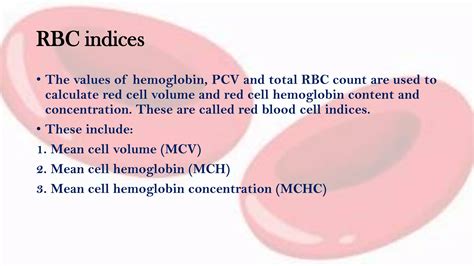 Rbc Indices Mcv Mch Mchc Ii Blood Physiology Ppt