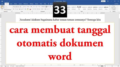 Cara Membuat Tanggal Otomatis Di Word Youtube