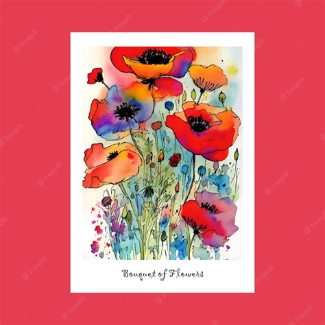 Premium Vector Watercolor Poppy Flowers Painting