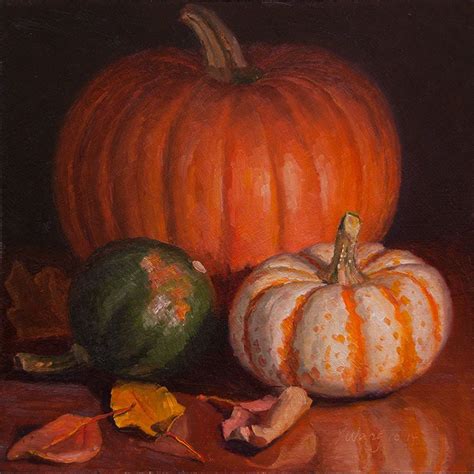 Pumpkins Origina Oil Painting A Day Still Life Traditional Classic