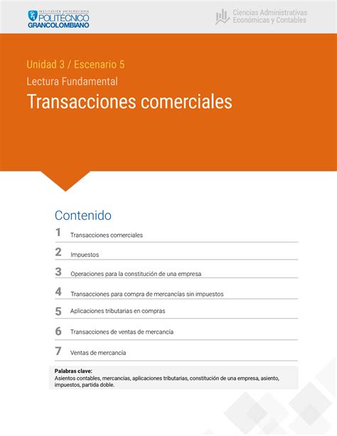 Lectura Fundamental 5 Transacciones Comerciales Transacciones