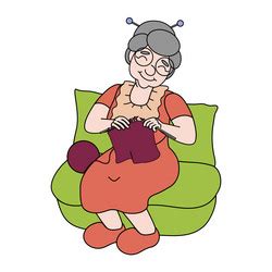 A Grandmother Sews With Needle Royalty Free Vector Image