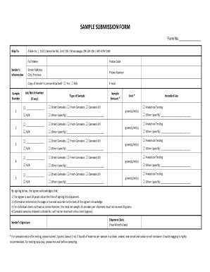 Fillable Online SAMPLE SUBMISSION FORM Analytical Licence Fax Email