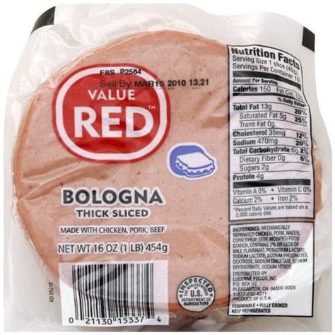 Value Red Thick Sliced Bologna Oz Nutrition Information Innit