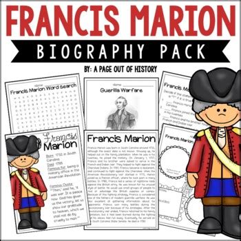 Francis Marion Biography Pack Distance Learning by A Page Out of History