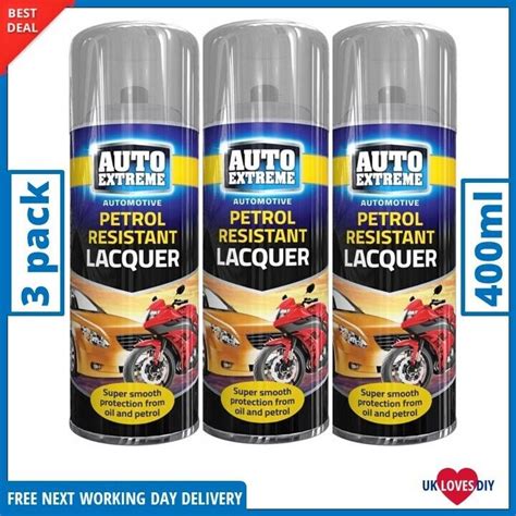 3 X 400ml Clear Petrol Resistant Lacquer Gloss Spray Paint Aerosol Auto