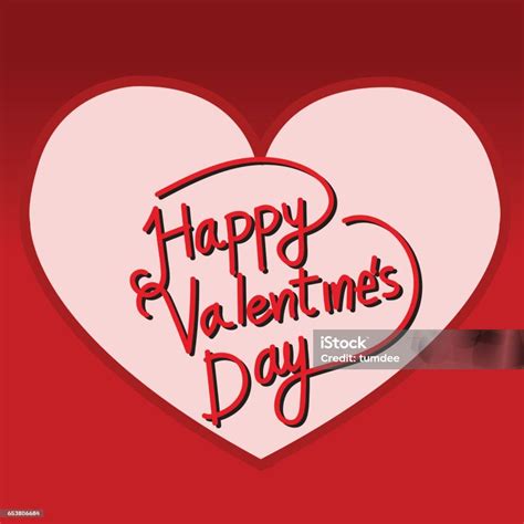 Happy Valentines Day Lettering Card Vector Illustration Stock