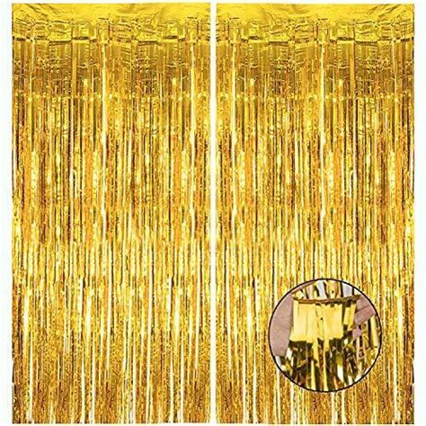 Shiny Gold Metallic Foil Fringe Door And Window Curtain Party Decoration