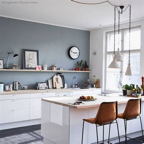 White Kitchen Cabinets With Blue Walls - Dream House